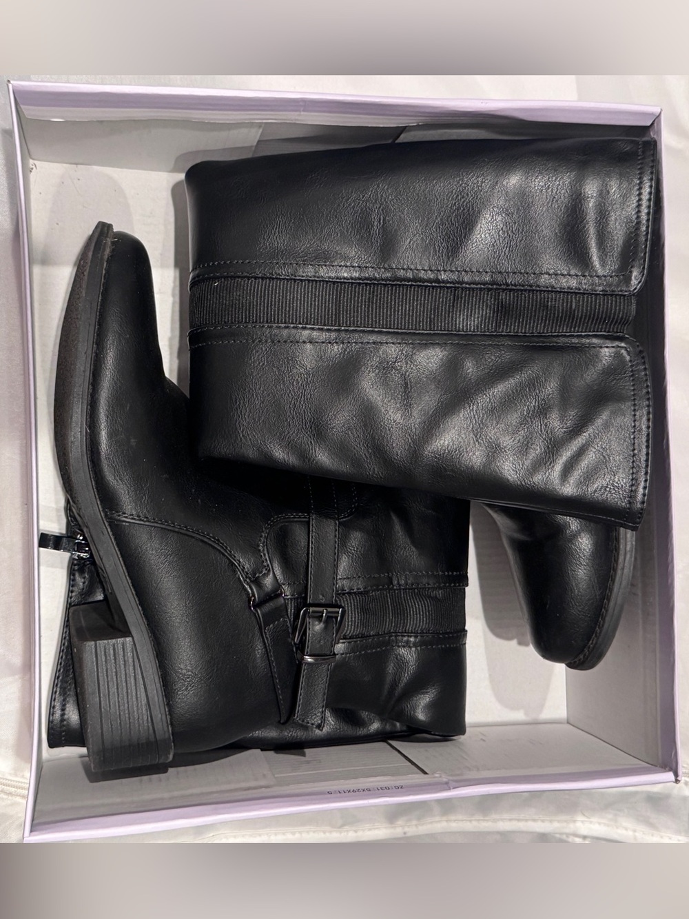 TOP Moda Black Knee-High Buckle Riding Boots - Picture 4 of 5